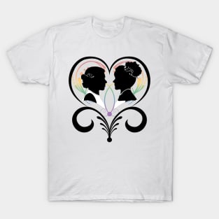 Two Lesbian Pride Brides Inside an Elegant Heart T-Shirt